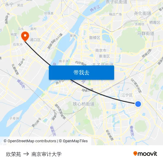 欣荣苑 to 南京审计大学 map