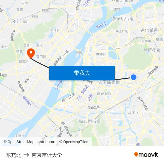 东苑北 to 南京审计大学 map
