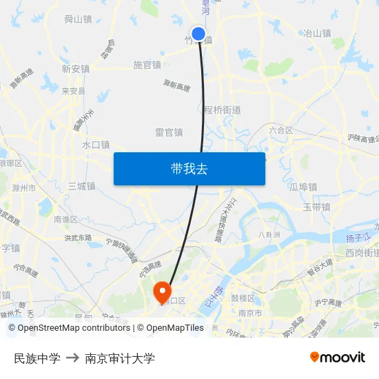 民族中学 to 南京审计大学 map