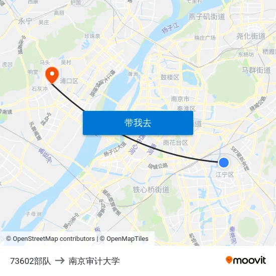 73602部队 to 南京审计大学 map