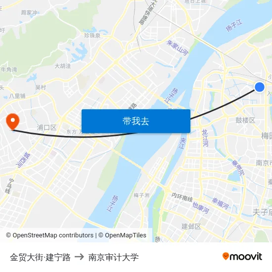 金贸大街·建宁路 to 南京审计大学 map