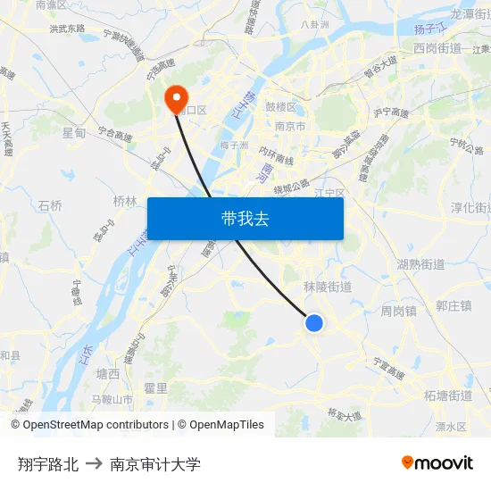 翔宇路北 to 南京审计大学 map
