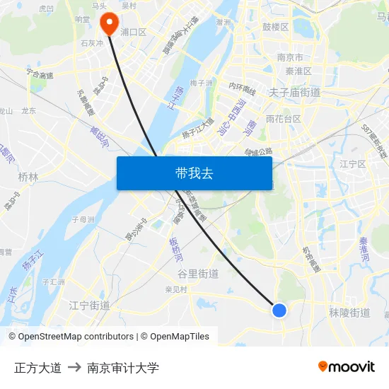 正方大道 to 南京审计大学 map