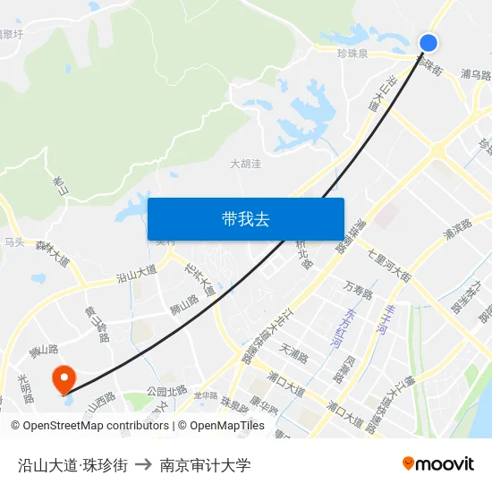 沿山大道·珠珍街 to 南京审计大学 map