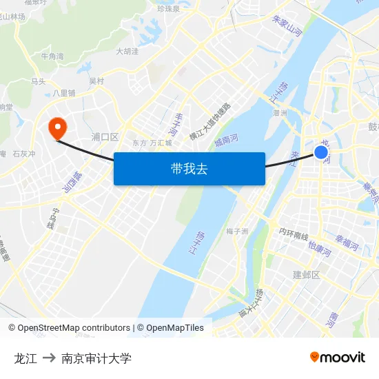 龙江 to 南京审计大学 map