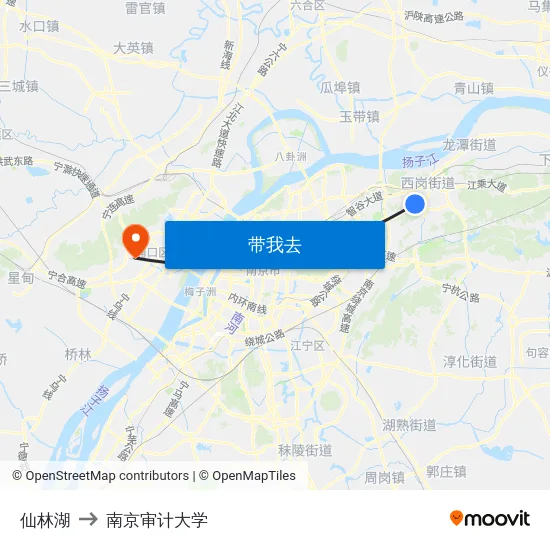 仙林湖 to 南京审计大学 map