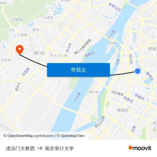 清凉门大桥西 to 南京审计大学 map