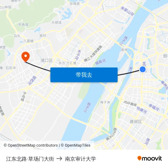 江东北路·草场门大街 to 南京审计大学 map