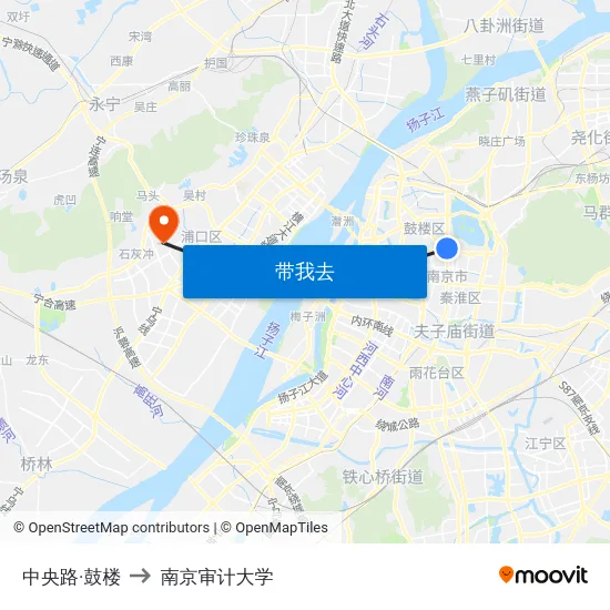 中央路·鼓楼 to 南京审计大学 map