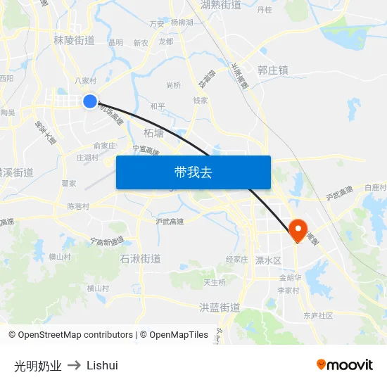 光明奶业 to Lishui map
