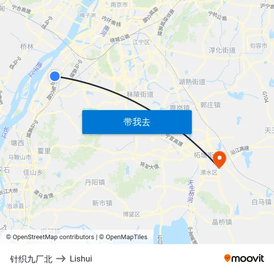针织九厂北 to Lishui map
