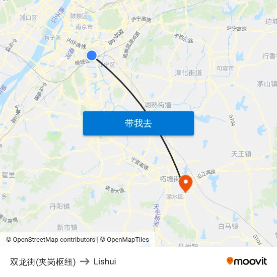 双龙街(夹岗枢纽) to Lishui map