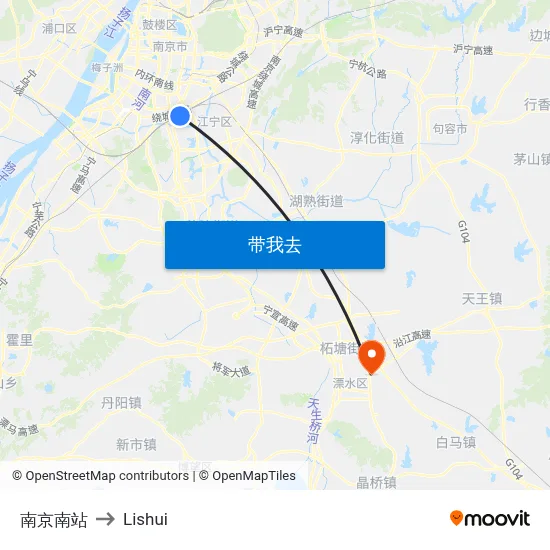 南京南站 to Lishui map