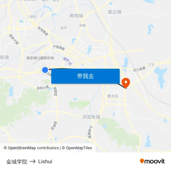 金城学院 to Lishui map