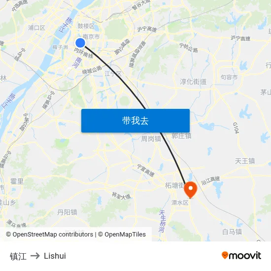 镇江 to Lishui map