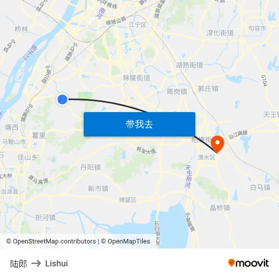 陆郎 to Lishui map
