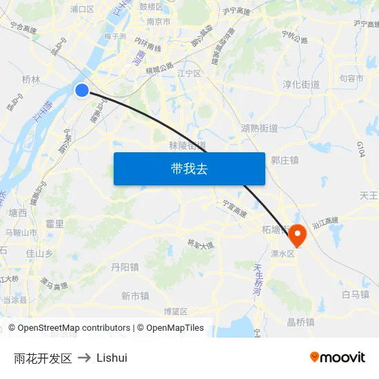 雨花开发区 to Lishui map