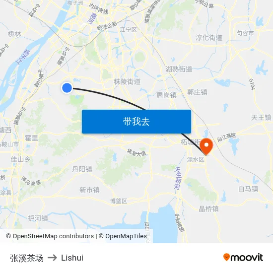 张溪茶场 to Lishui map