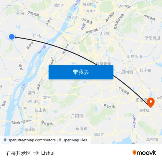 石桥开发区 to Lishui map