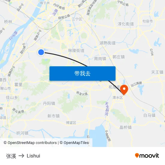 张溪 to Lishui map