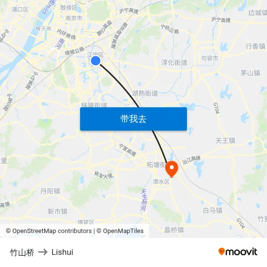 竹山桥 to Lishui map