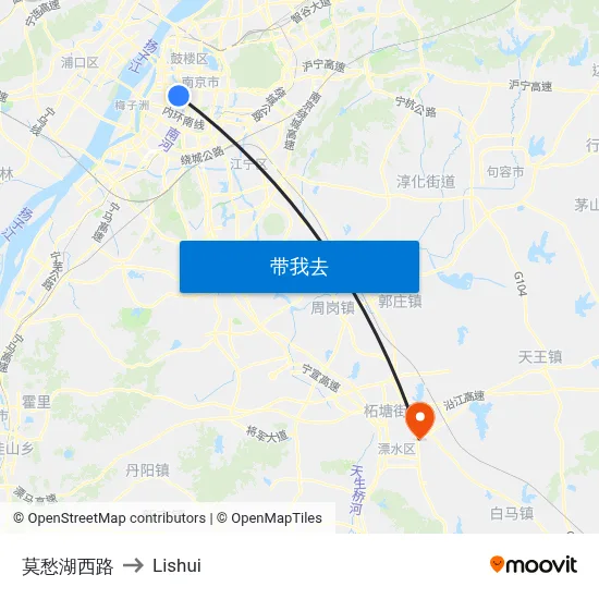 莫愁湖西路 to Lishui map