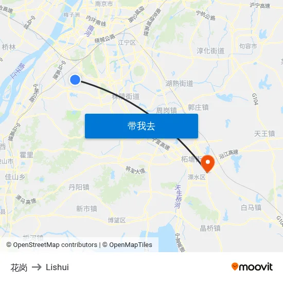 花岗 to Lishui map