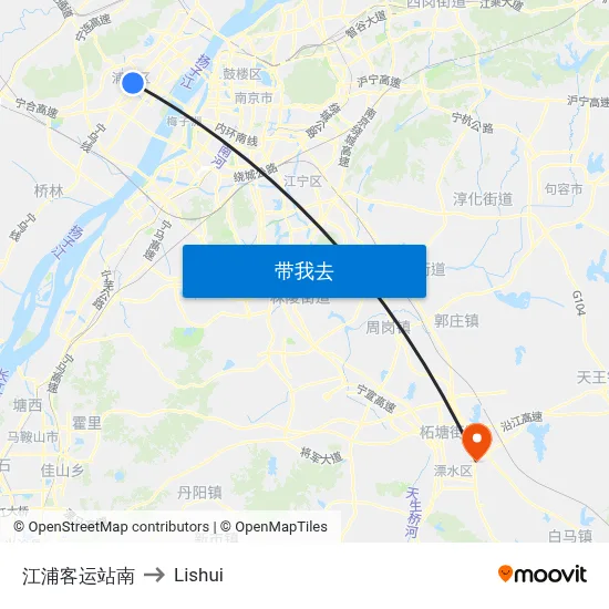 江浦客运站南 to Lishui map
