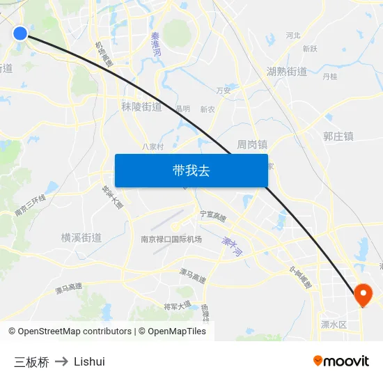 三板桥 to Lishui map