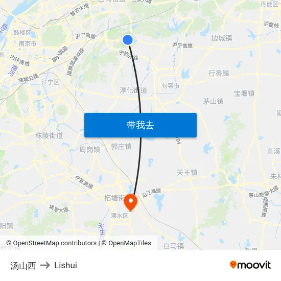 汤山西 to Lishui map