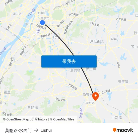 莫愁路·水西门 to Lishui map