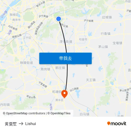 黄粟墅 to Lishui map