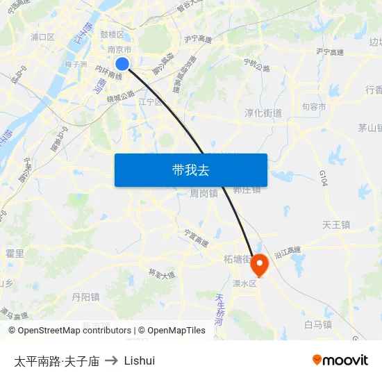 太平南路·夫子庙 to Lishui map