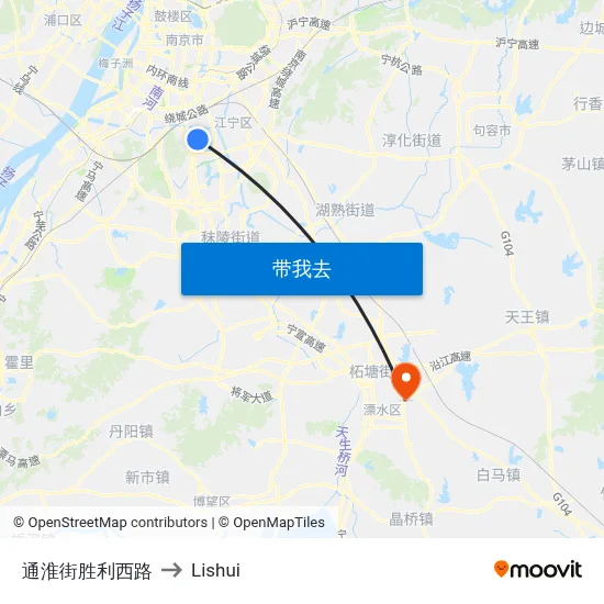 通淮街胜利西路 to Lishui map