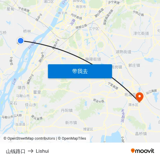 山钱路口 to Lishui map
