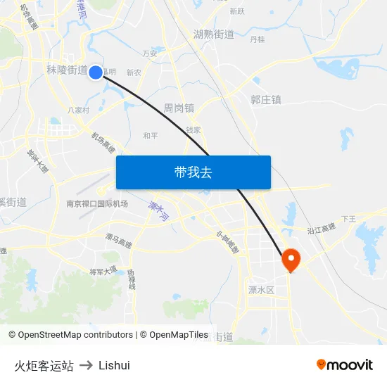 火炬客运站 to Lishui map