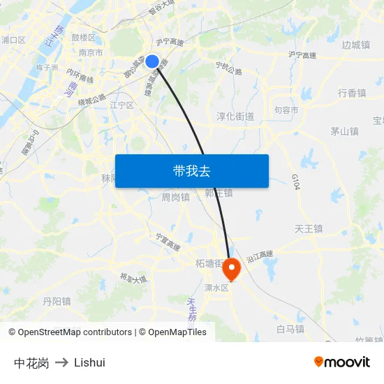 中花岗 to Lishui map