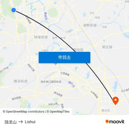 隐龙山 to Lishui map