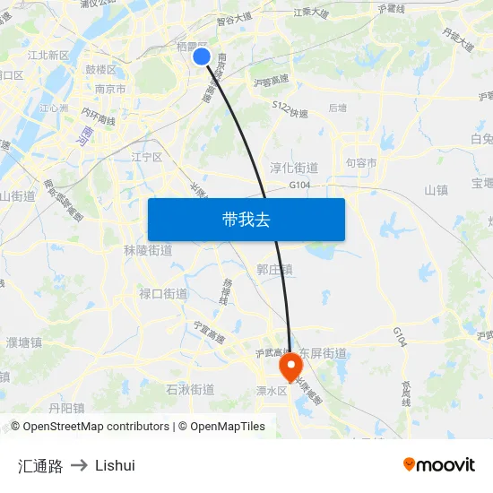 汇通路 to Lishui map