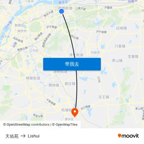 天佑苑 to Lishui map
