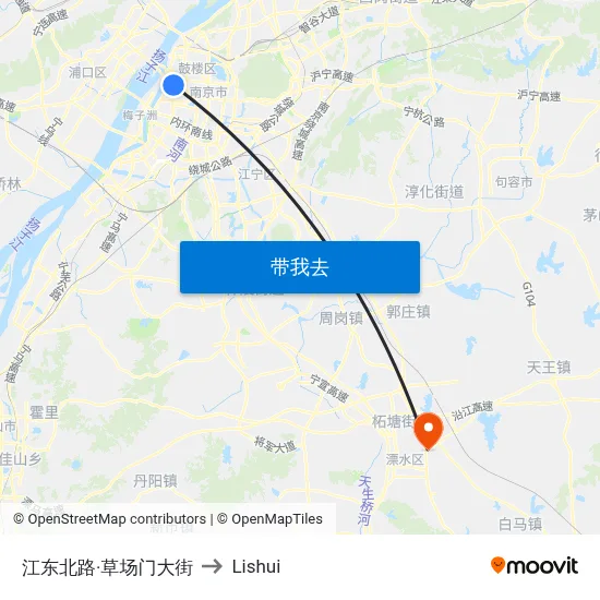 江东北路·草场门大街 to Lishui map