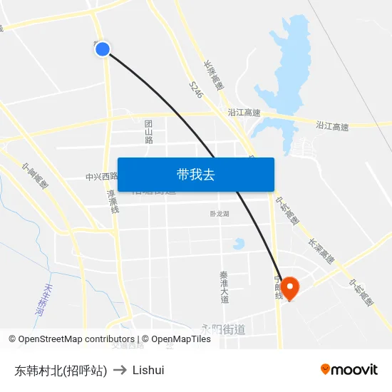 东韩村北(招呼站) to Lishui map