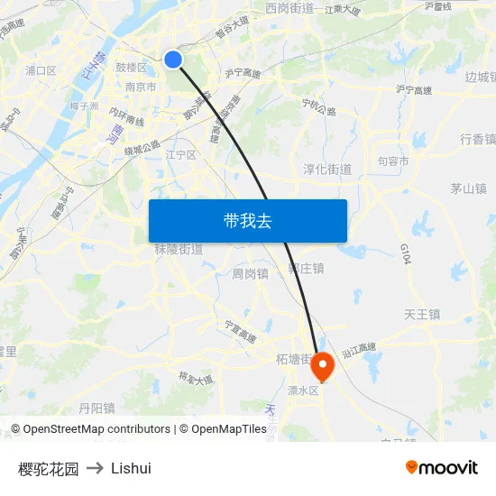 樱驼花园 to Lishui map