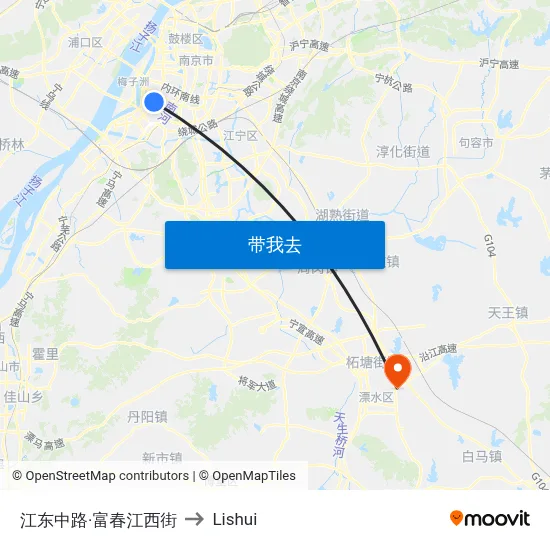 江东中路·富春江西街 to Lishui map