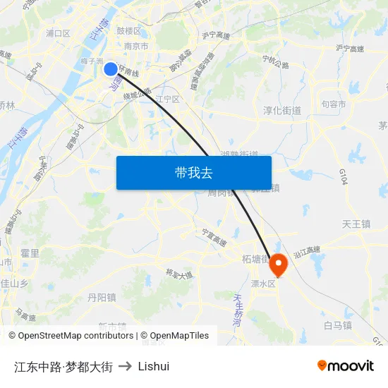 江东中路·梦都大街 to Lishui map