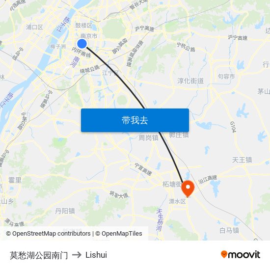 莫愁湖公园南门 to Lishui map