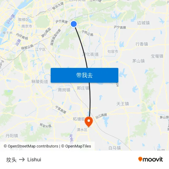 坟头 to Lishui map