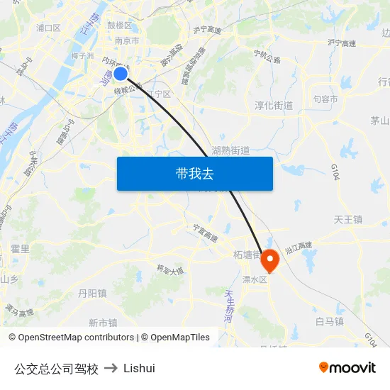 公交总公司驾校 to Lishui map