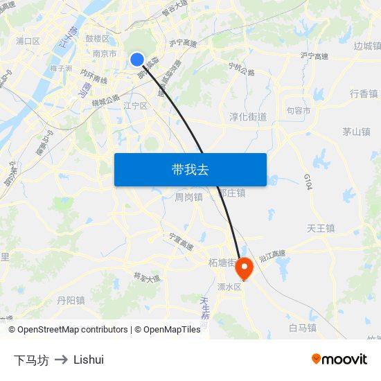 下马坊 to Lishui map