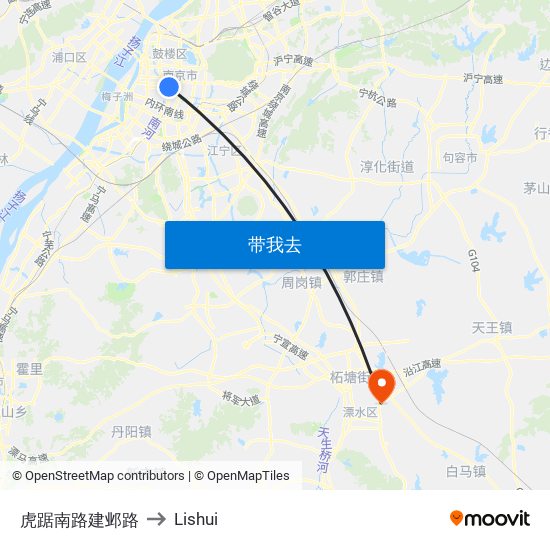 虎踞南路建邺路 to Lishui map